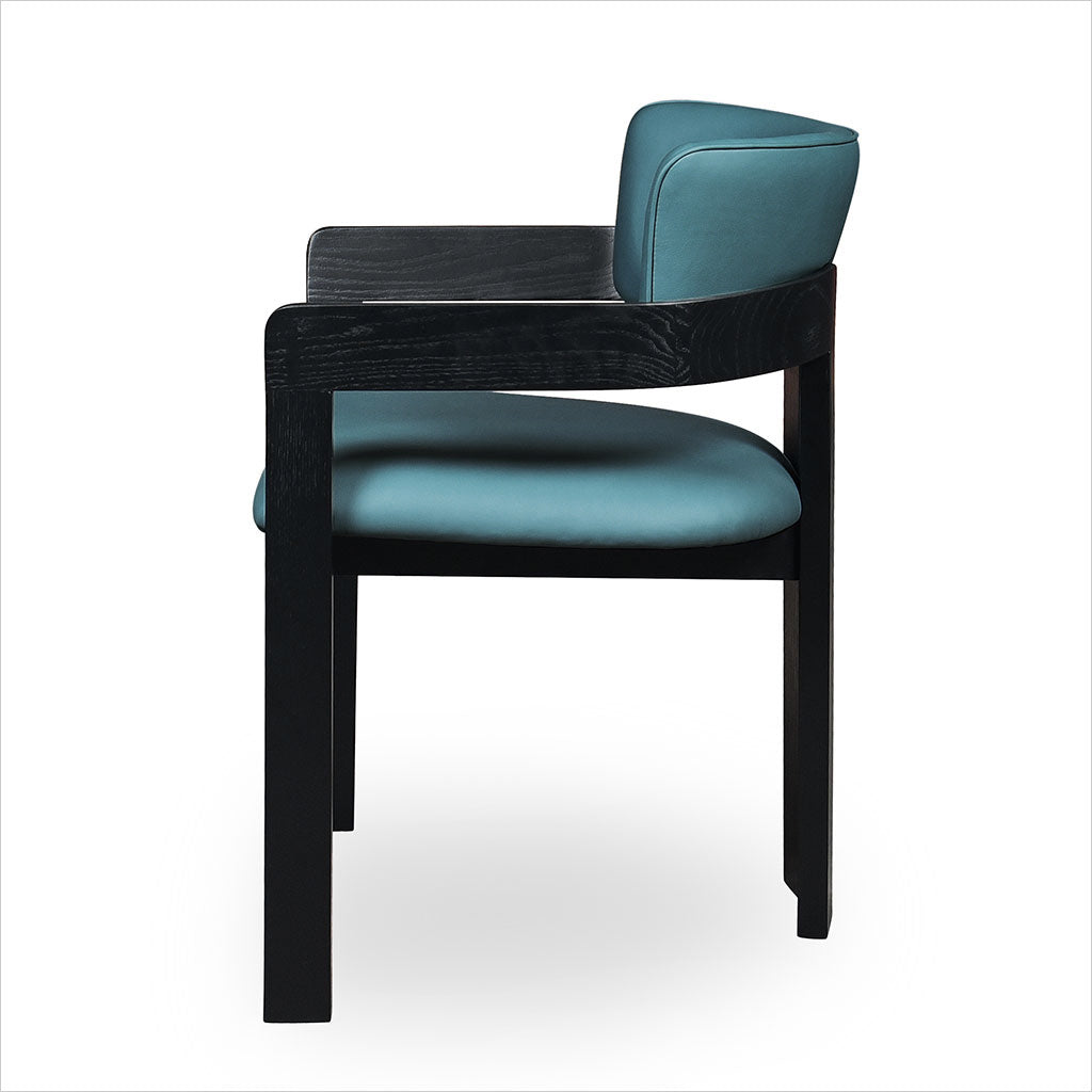 Marco Armchair - Pacific Blue - Black Oak