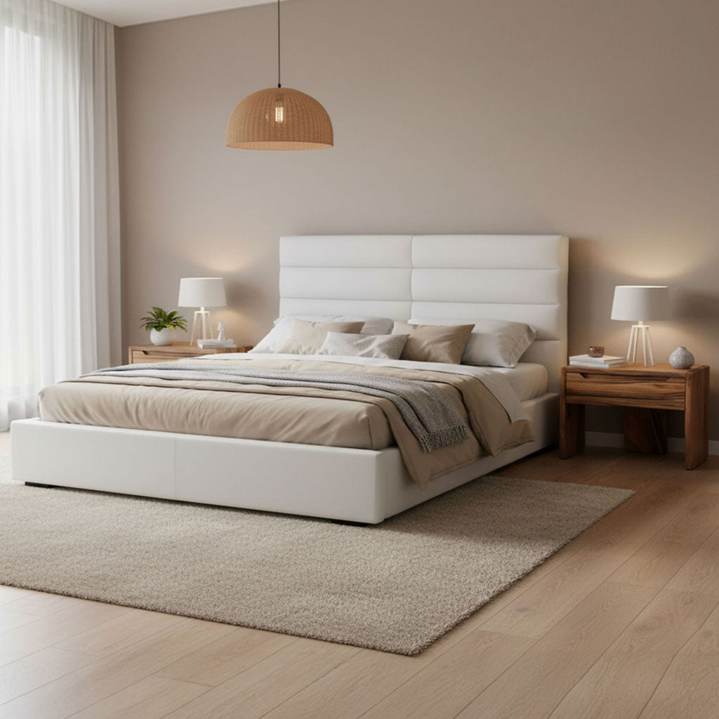 Abaco Leather Bed - White