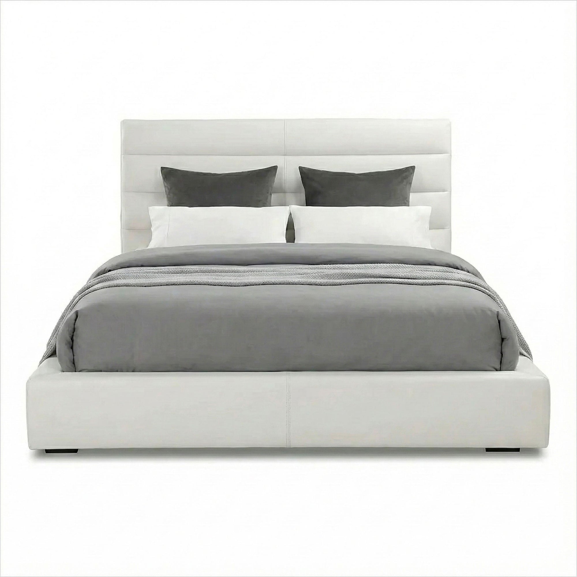 LEATHER BED ホワイトレザーベッド modern_white_leather_platform_