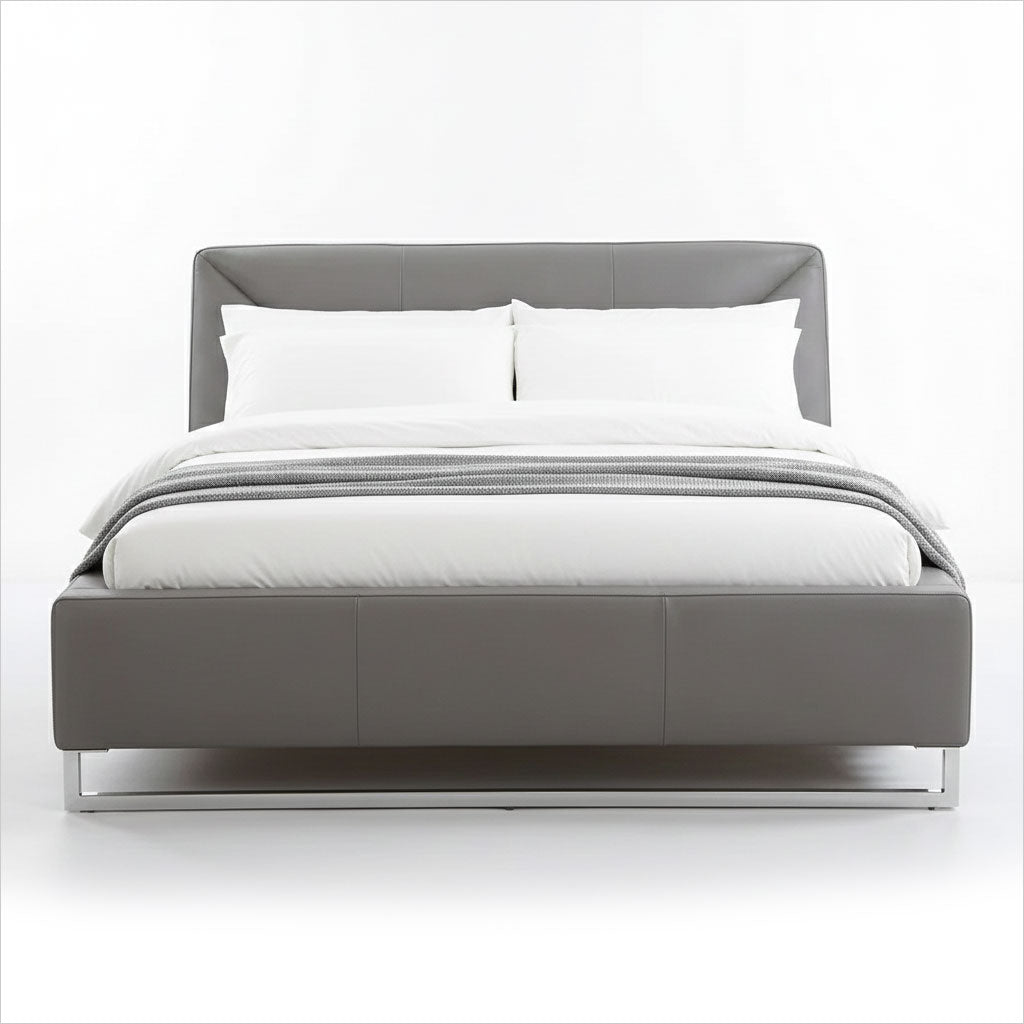 Klara Leather Bed - Cloud