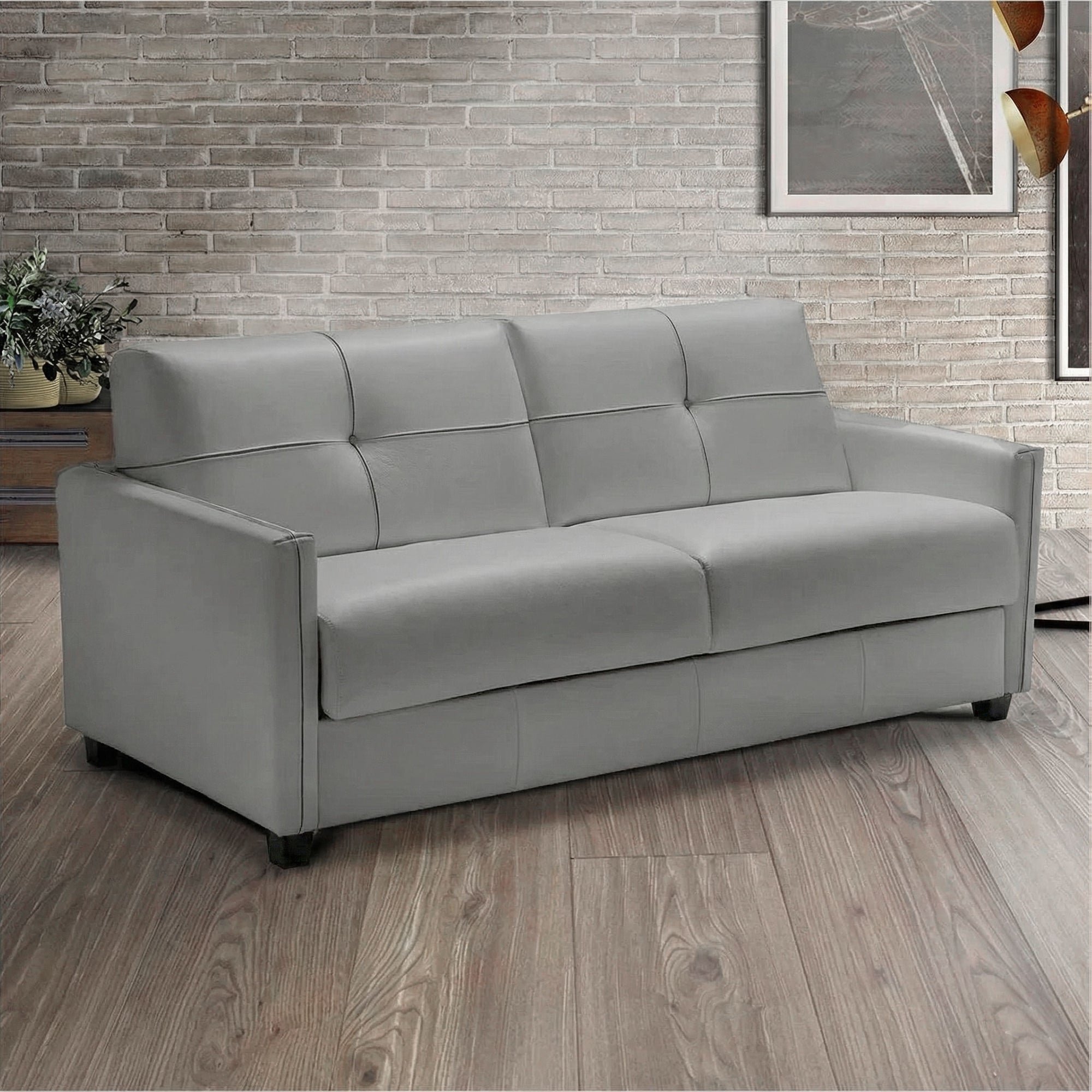 Abra Sleeper Sofa - Light Grey Leather