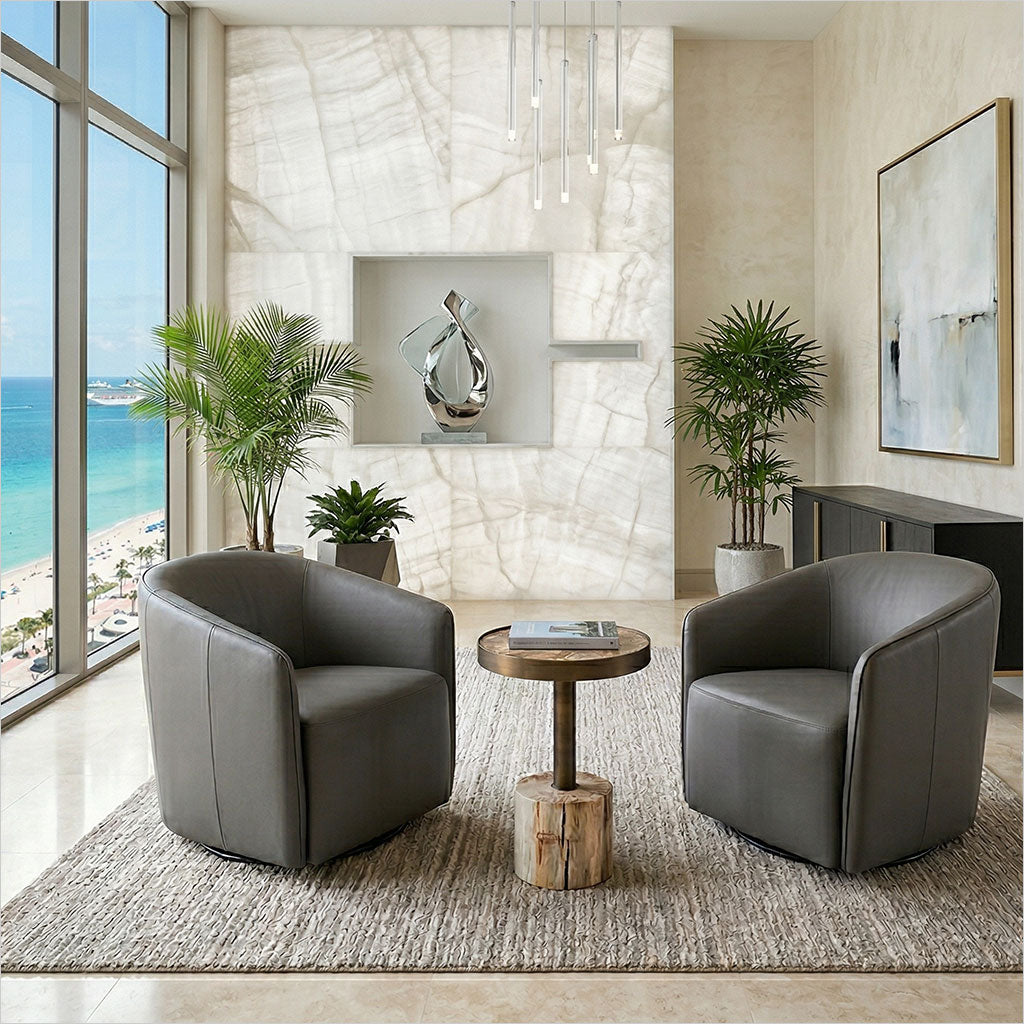 Regent Swivel Armchair - Graphite Leather