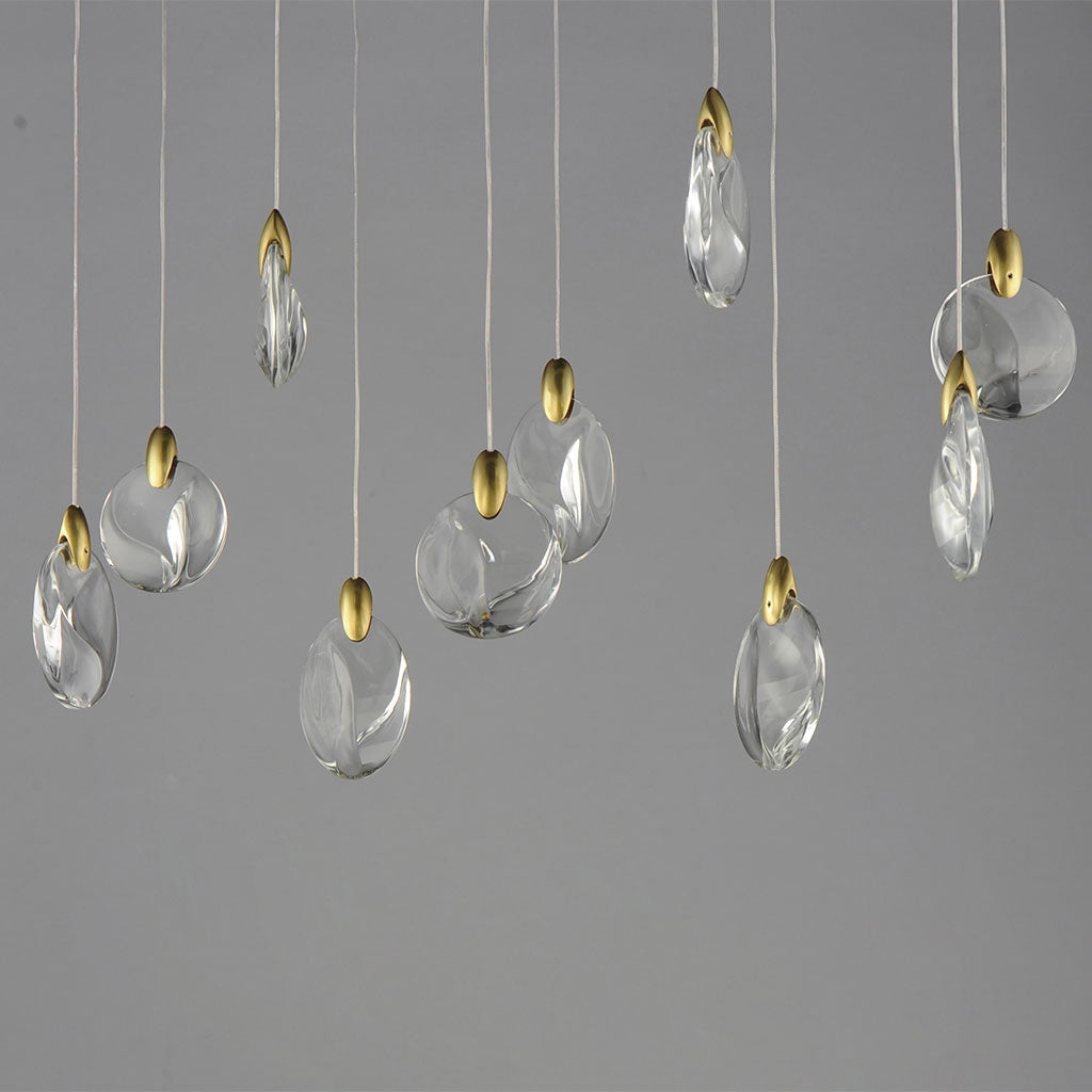 Pebble LED Pendant - Black with Polished Gold