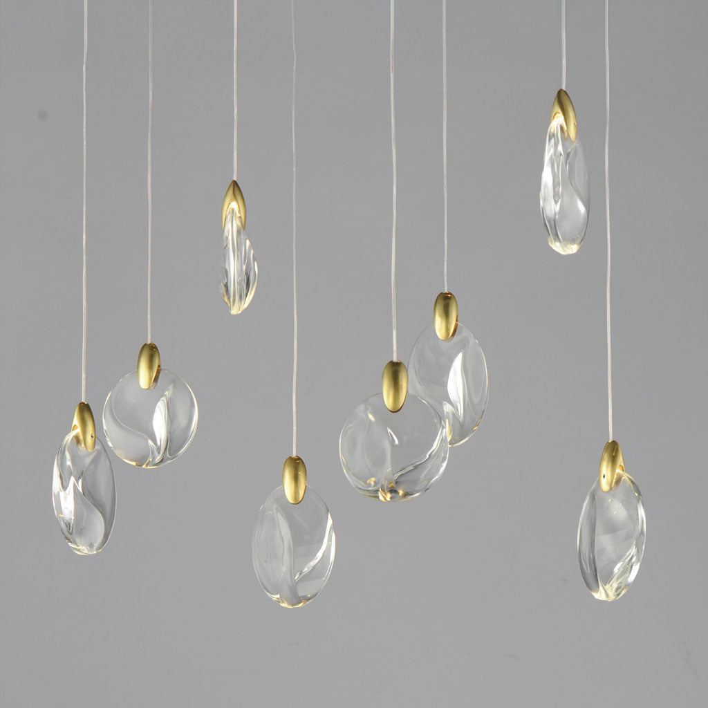 Pebble LED Pendant - Black with Polished Gold