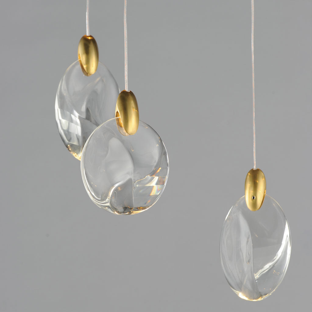 Pebble LED Pendant - Black with Polished Gold