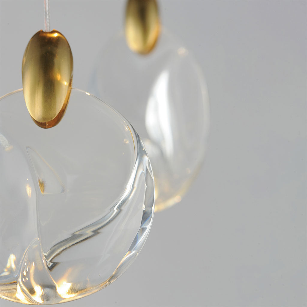 Pebble LED Pendant - Black with Polished Gold