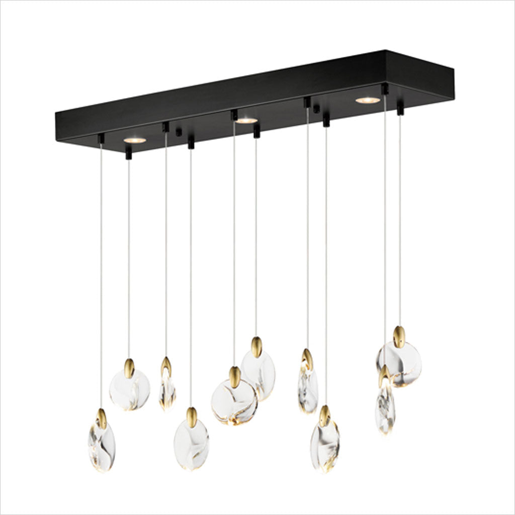 Pebble LED Pendant - Black with Polished Gold