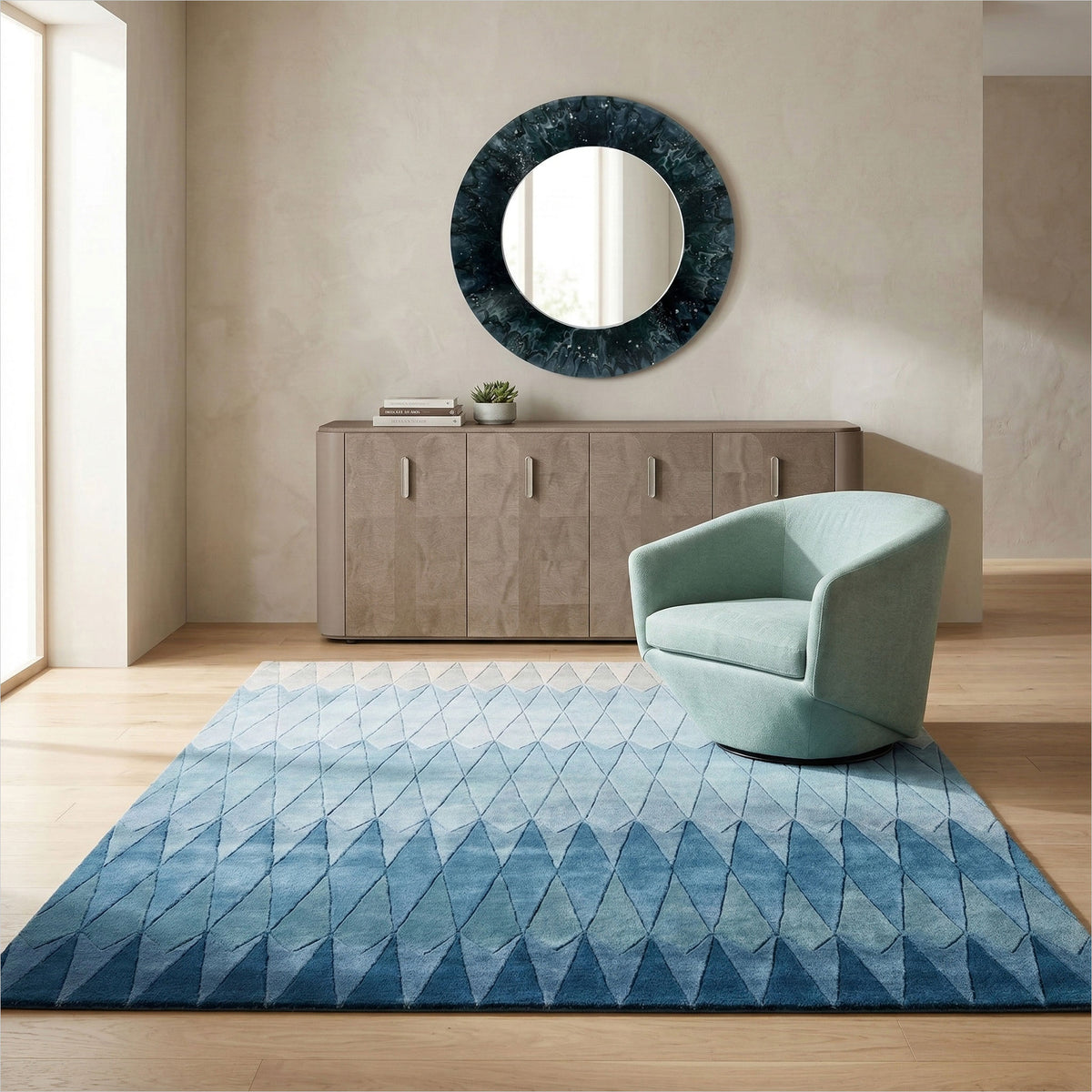 Capri Swivel Chair - Aqua Fabric