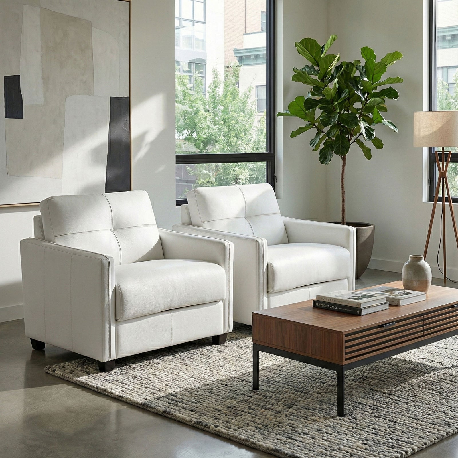 Abra Sleeper Chair - White Leather