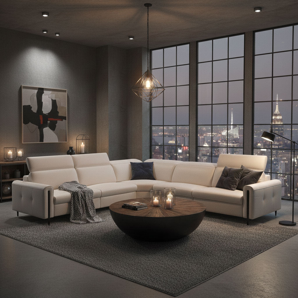 grey leather sectional