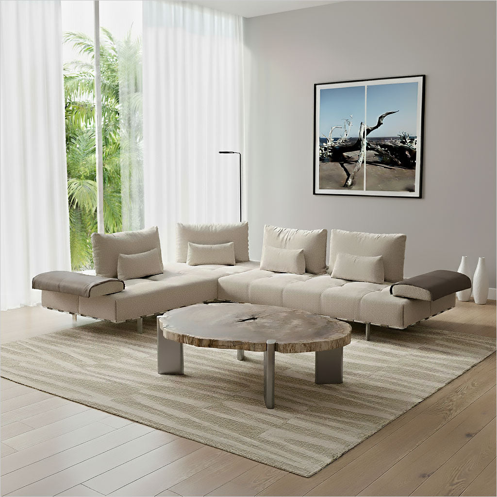 Libero Sectional - Fabric and Leather Combo