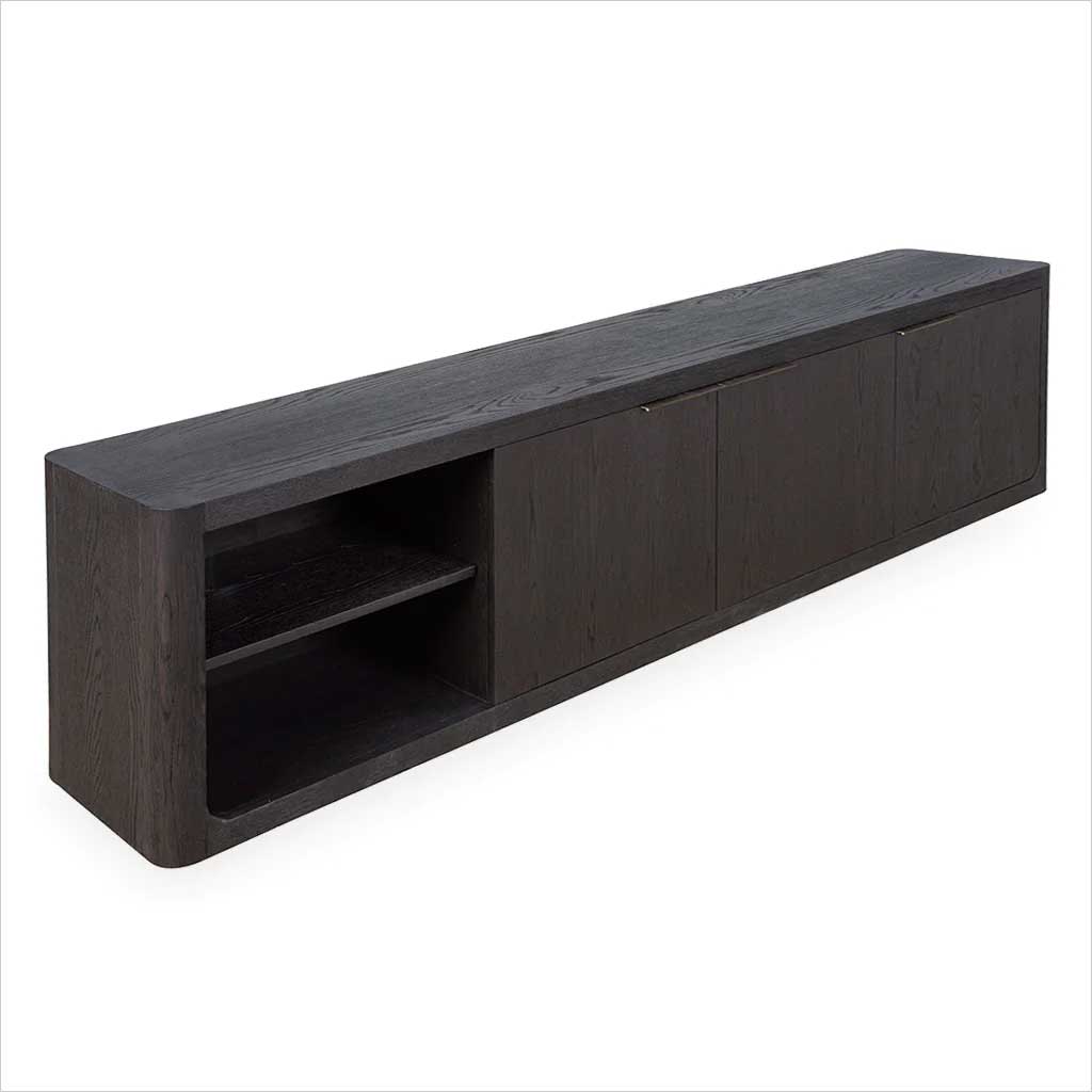 Luna 3-Door Media Cabinet - Charcoal