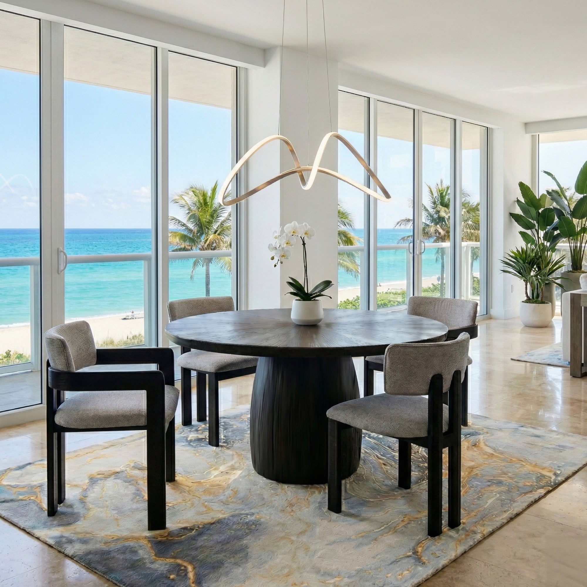 Marco Dining Chair - Beige Fabric - Black Oak