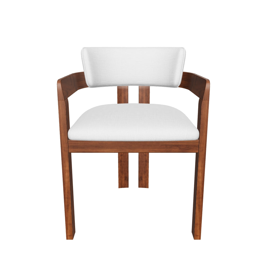 Marco Armchair - Beige Fabric - Walnut