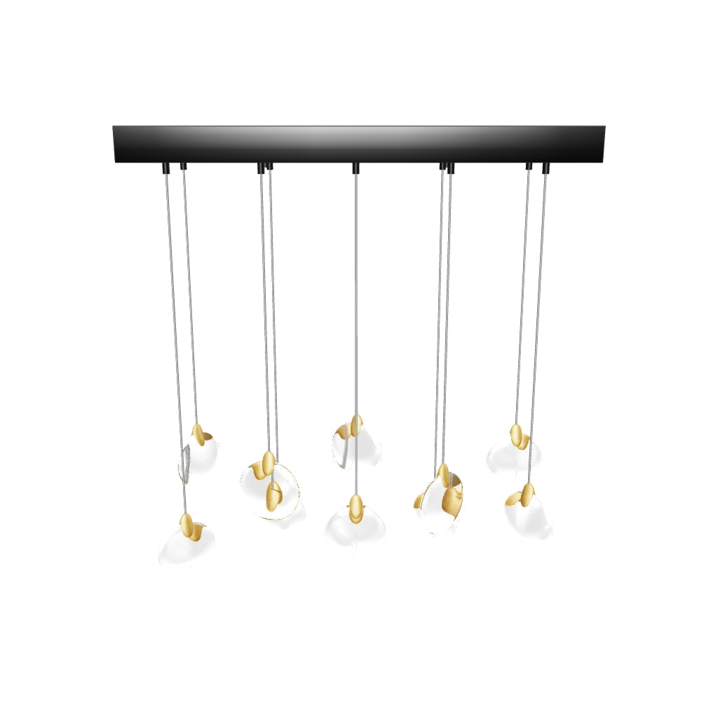 Pebble LED Pendant - Black with Polished Gold