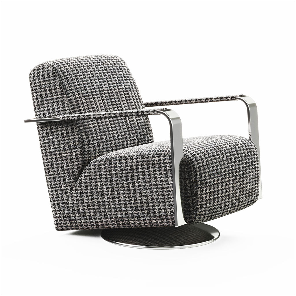 fabric armchair with swivel base
