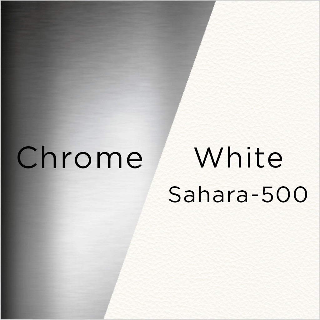 chrome metal and white leather swatch