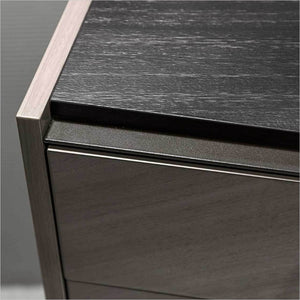 nightstand in high gloss with matte wood top