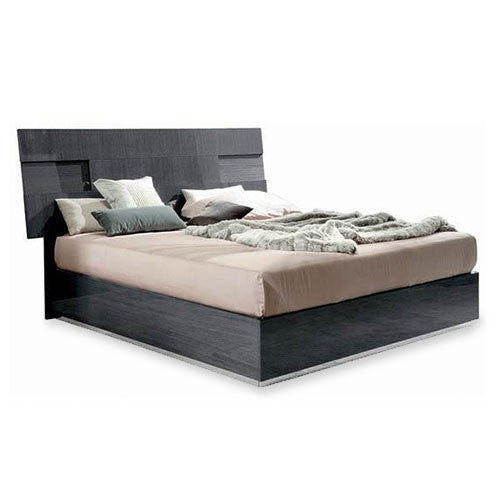 platform bed in grey high-gloss finish