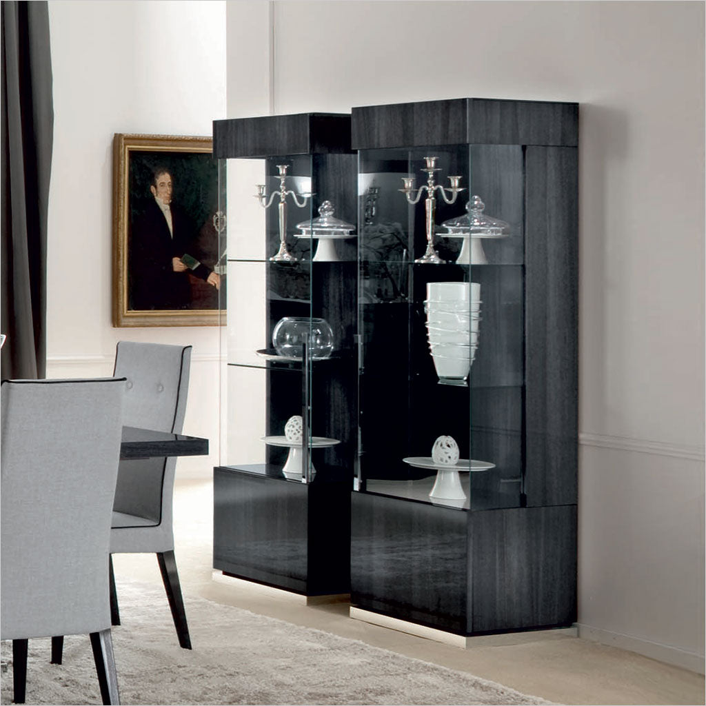 curio cabinets in grey high-gloss finish