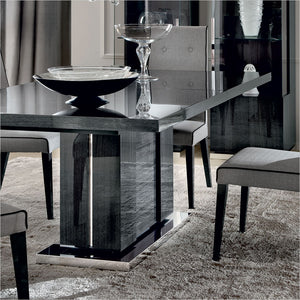 dining table in grey high-gloss finish