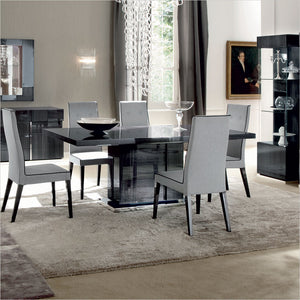 dining table in grey high-gloss finish