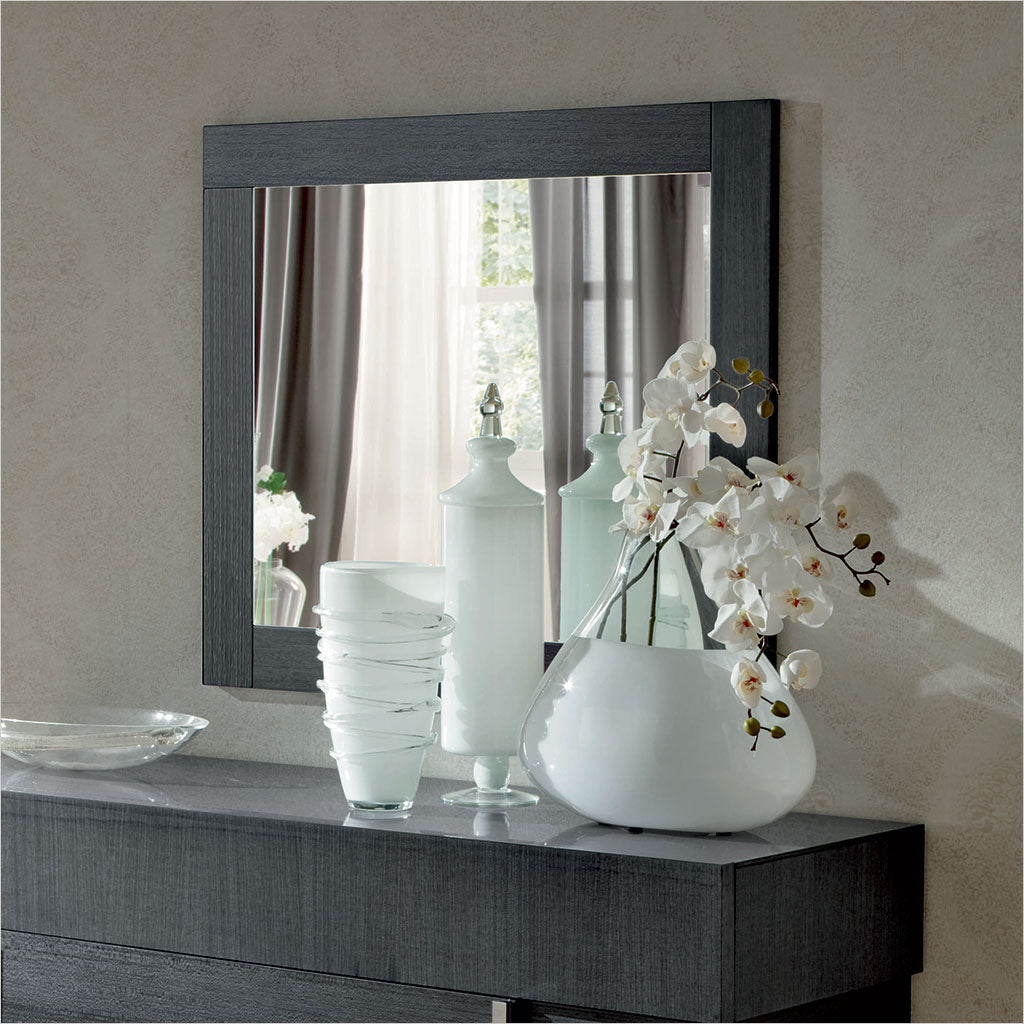 mirror in grey high-gloss finish