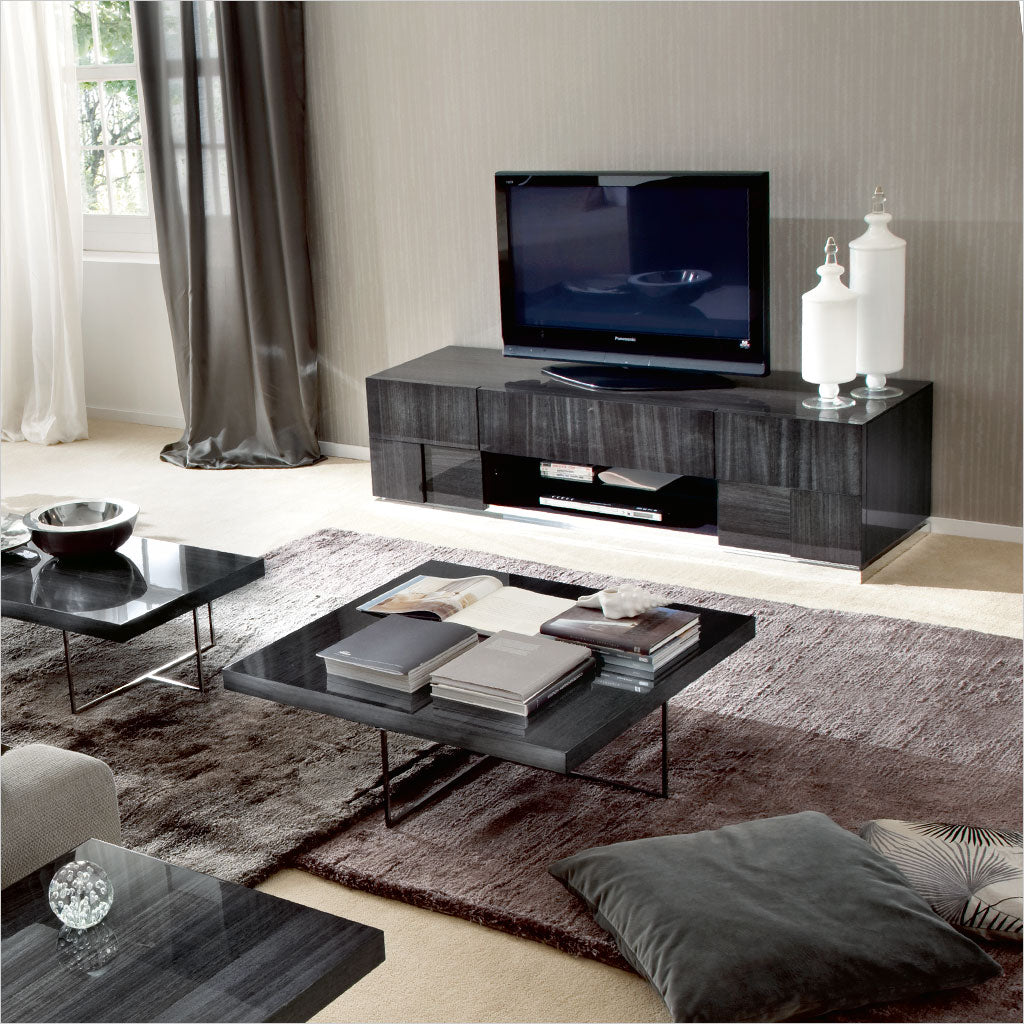 tv bench in grey high-gloss finish