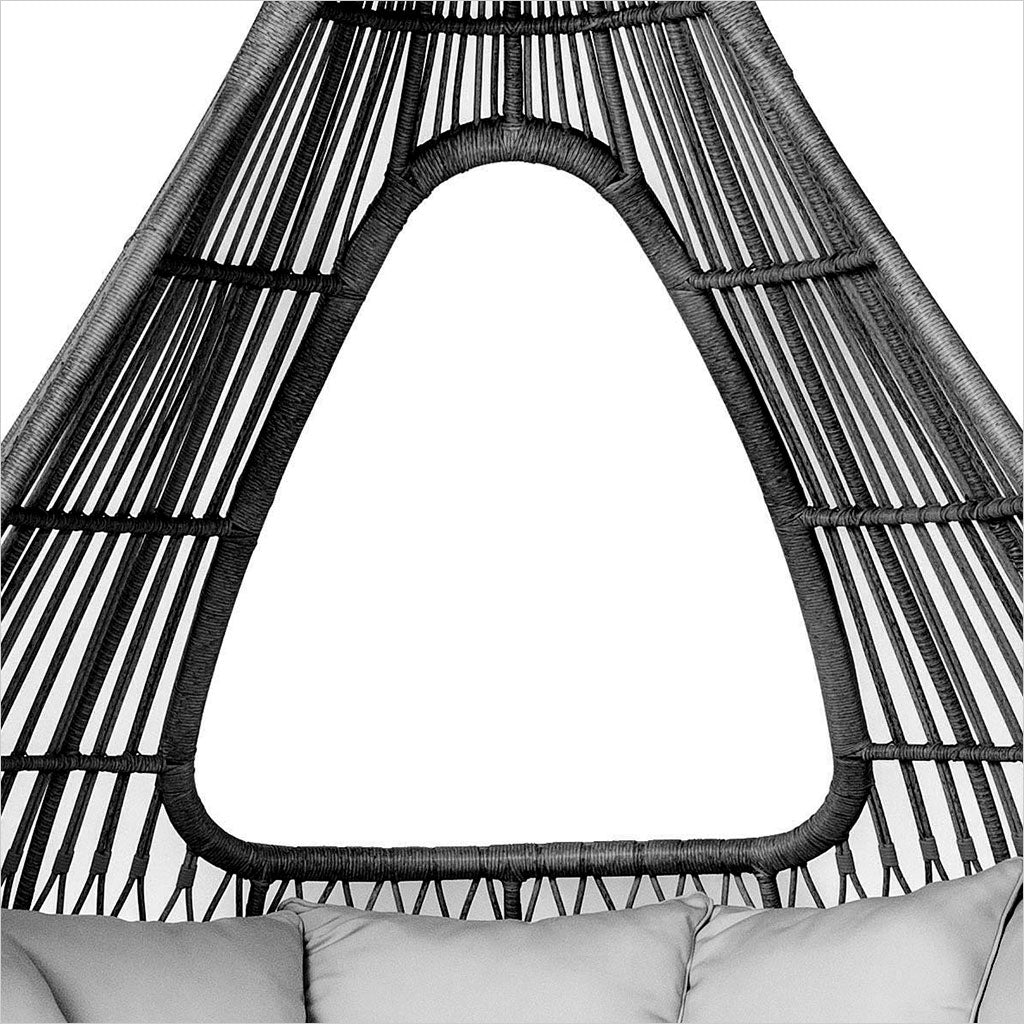 outdoor day bed in grey with seat cushion and 4 pillows