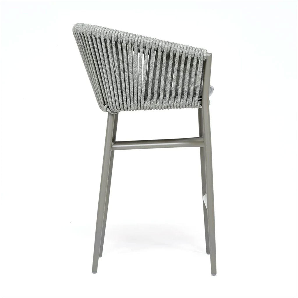 barstool with woven rope on metal frame