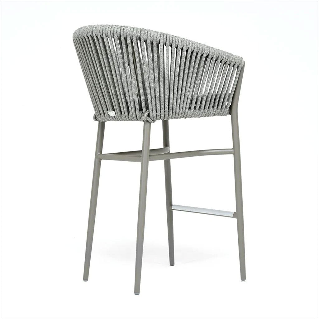 barstool with woven rope on metal frame