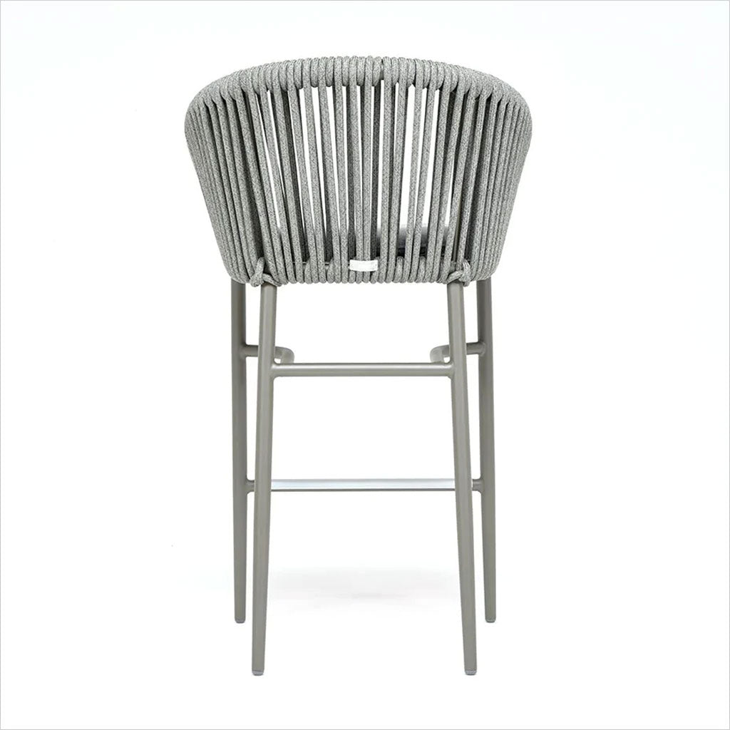 barstool with woven rope on metal frame