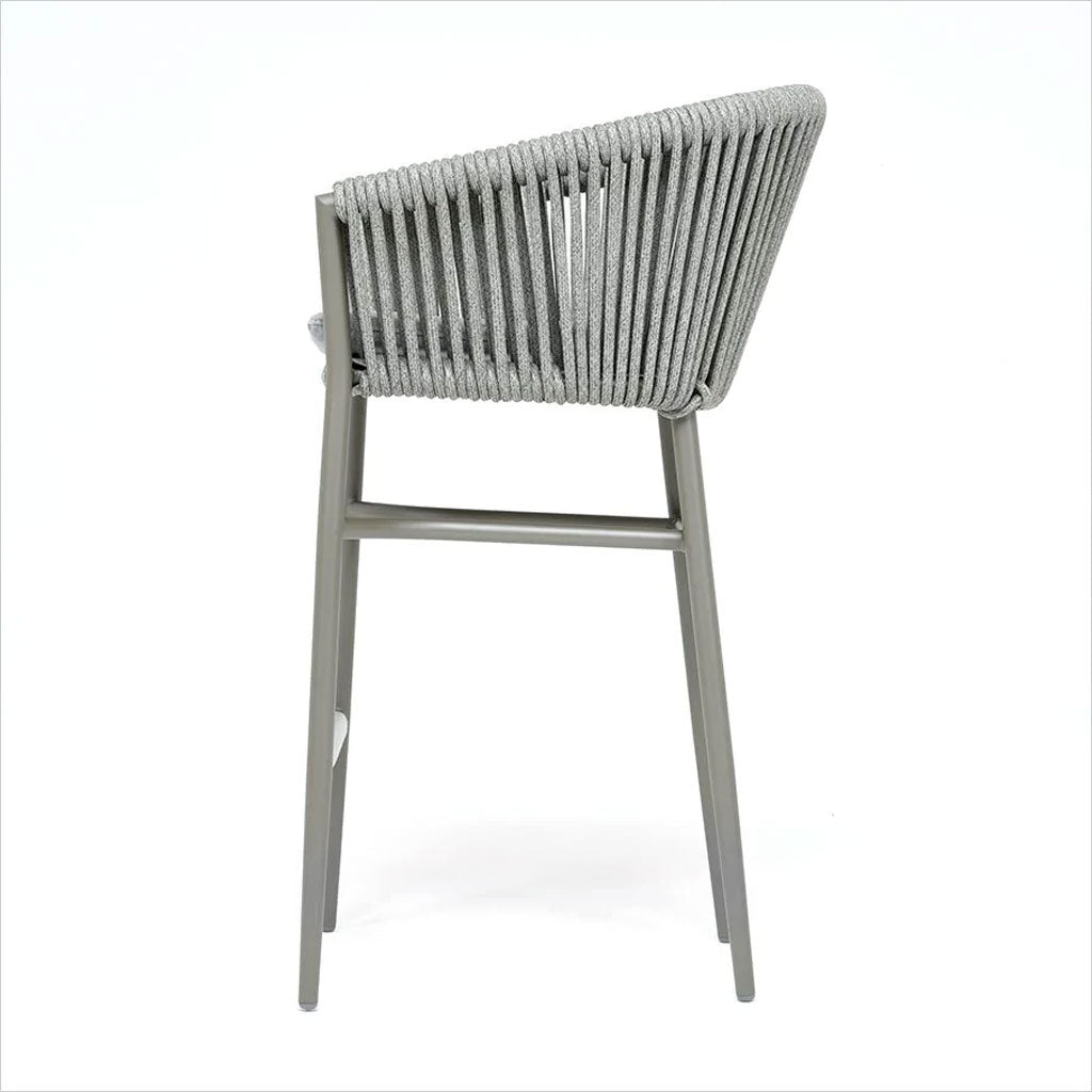 barstool with woven rope on metal frame