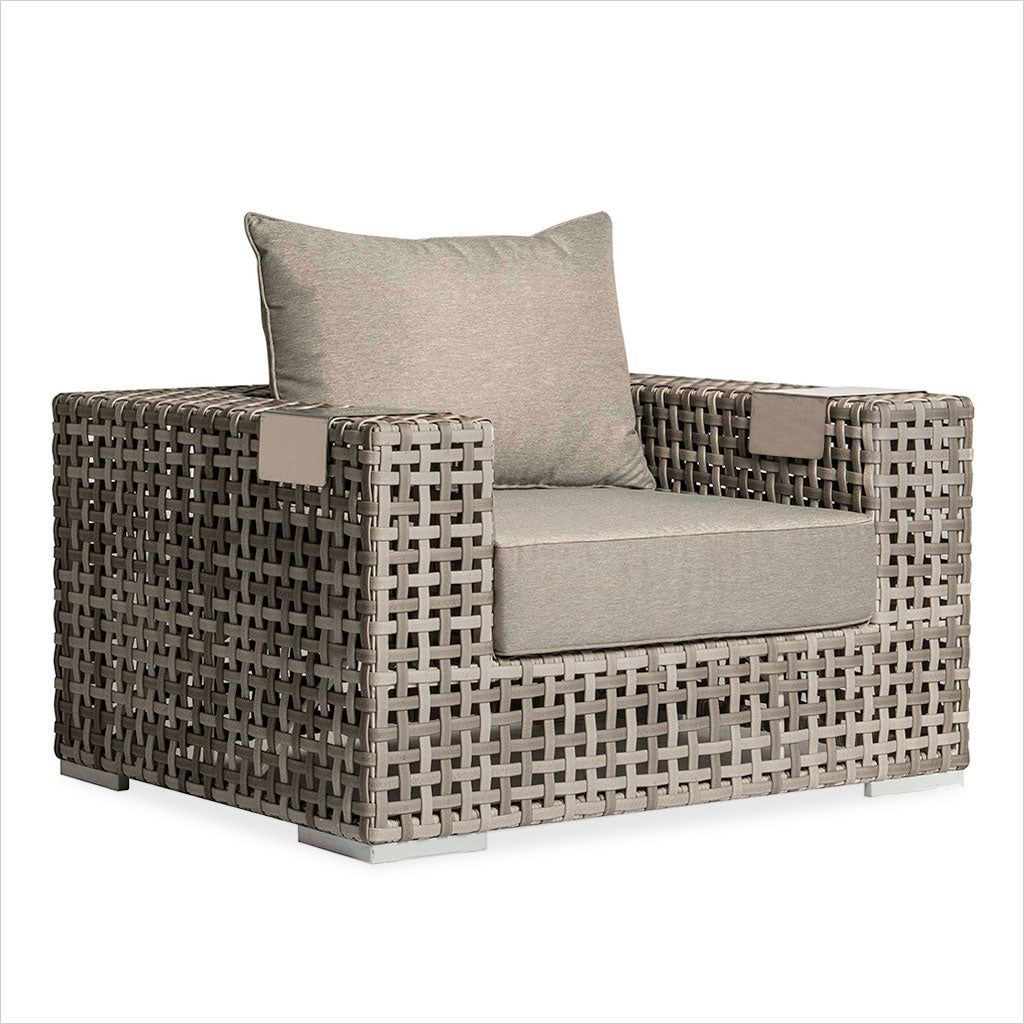outdoor armchair with woven frame