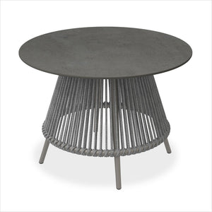round dining table with grey ceramic top