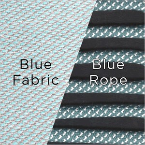 blue fabric and blue rope swatch