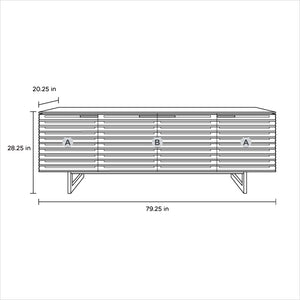 schematic of tv stand with louvered doors