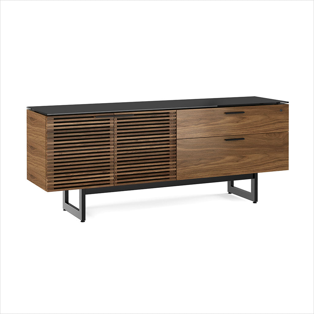 credenza with micro-etched glass top
