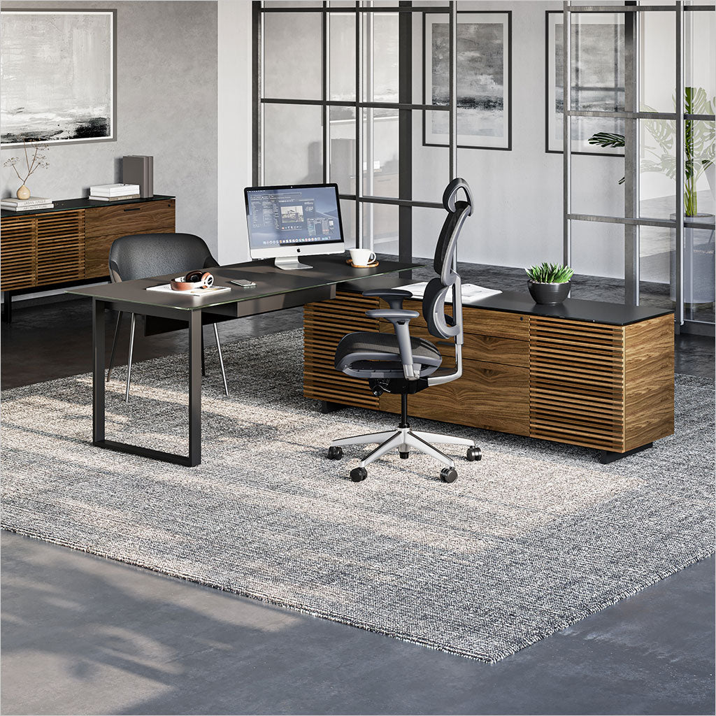 reversible L-shaped desk with storage
