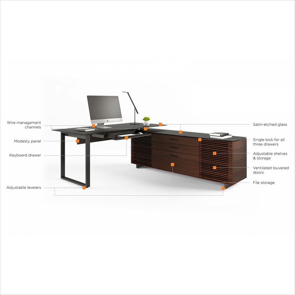reversible L-shaped desk with storage