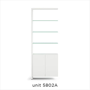 modular shelving unit in satin white