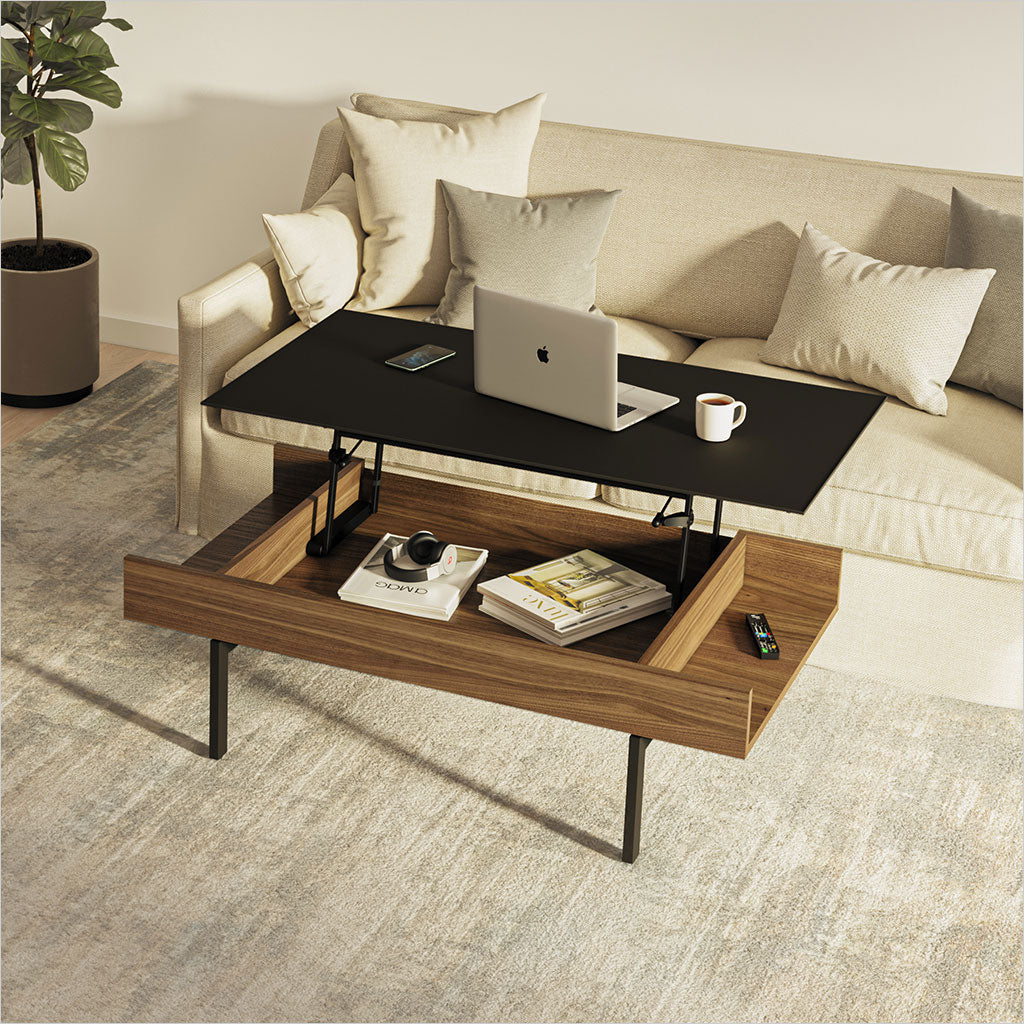natural walnut coffee table with lift top