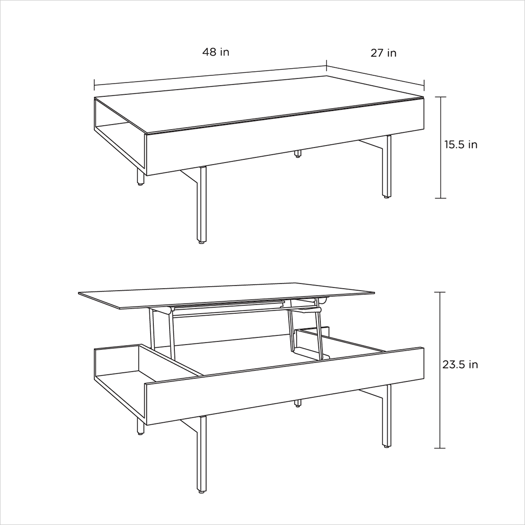 natural walnut coffee table with lift top