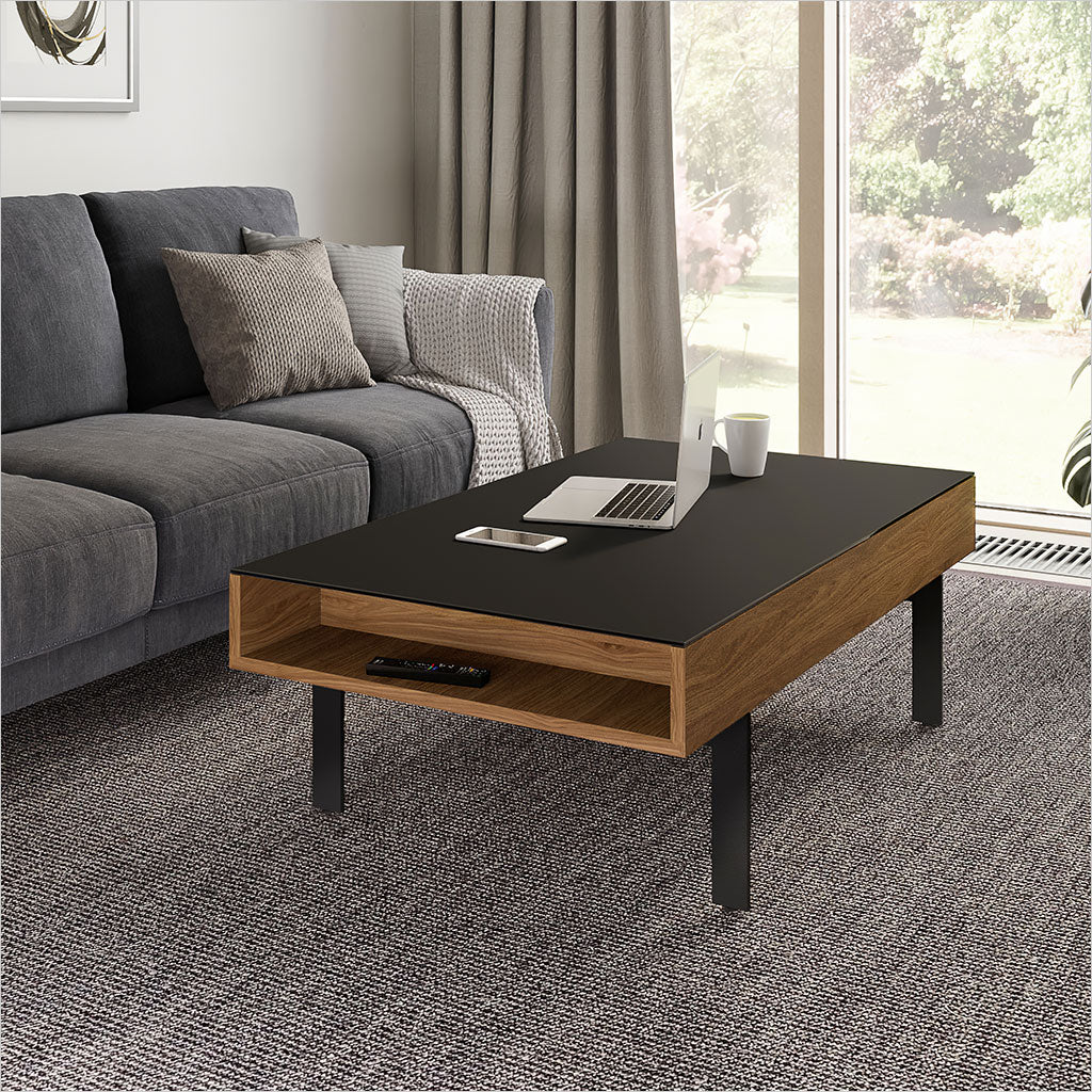 natural walnut coffee table with lift top
