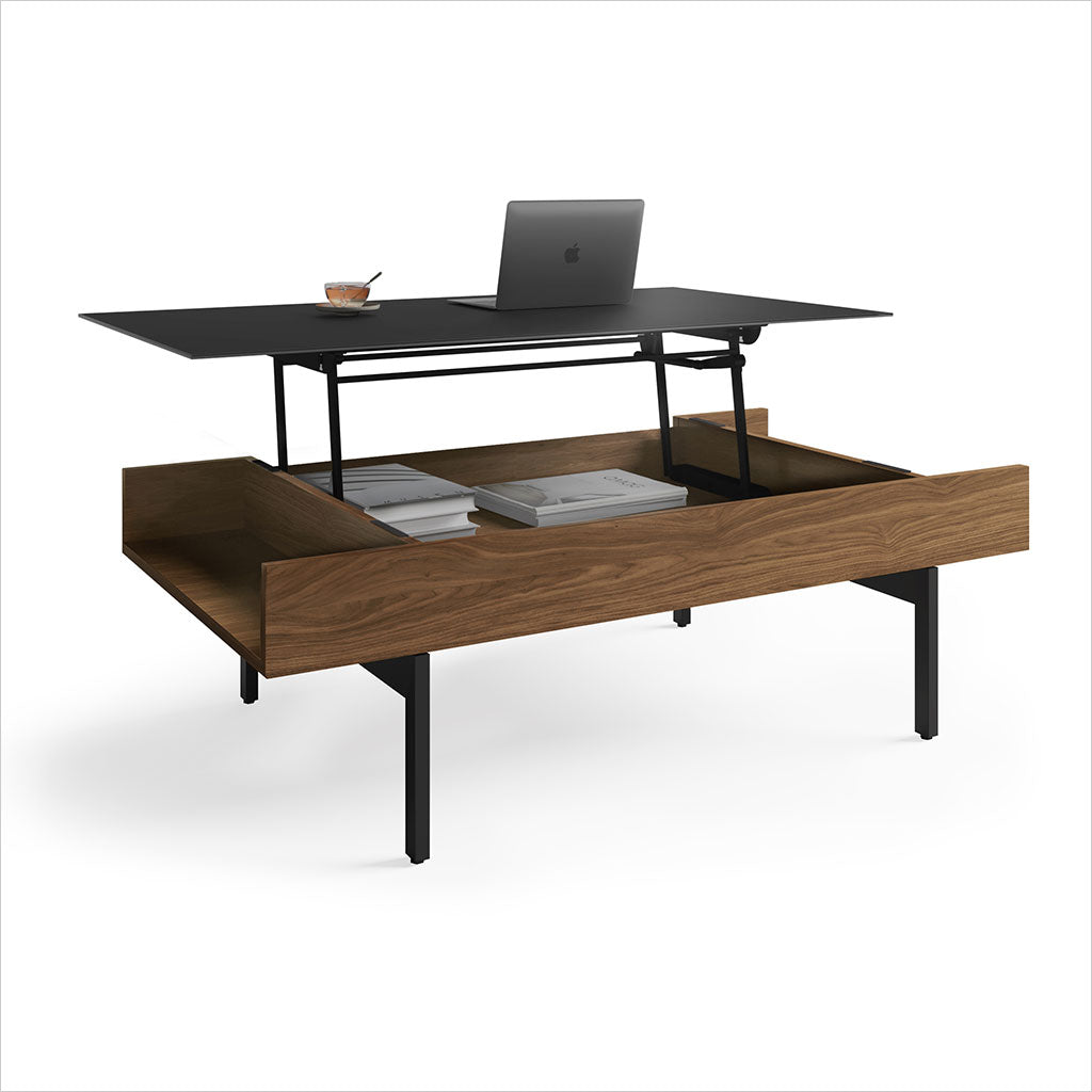 natural walnut coffee table with lift top