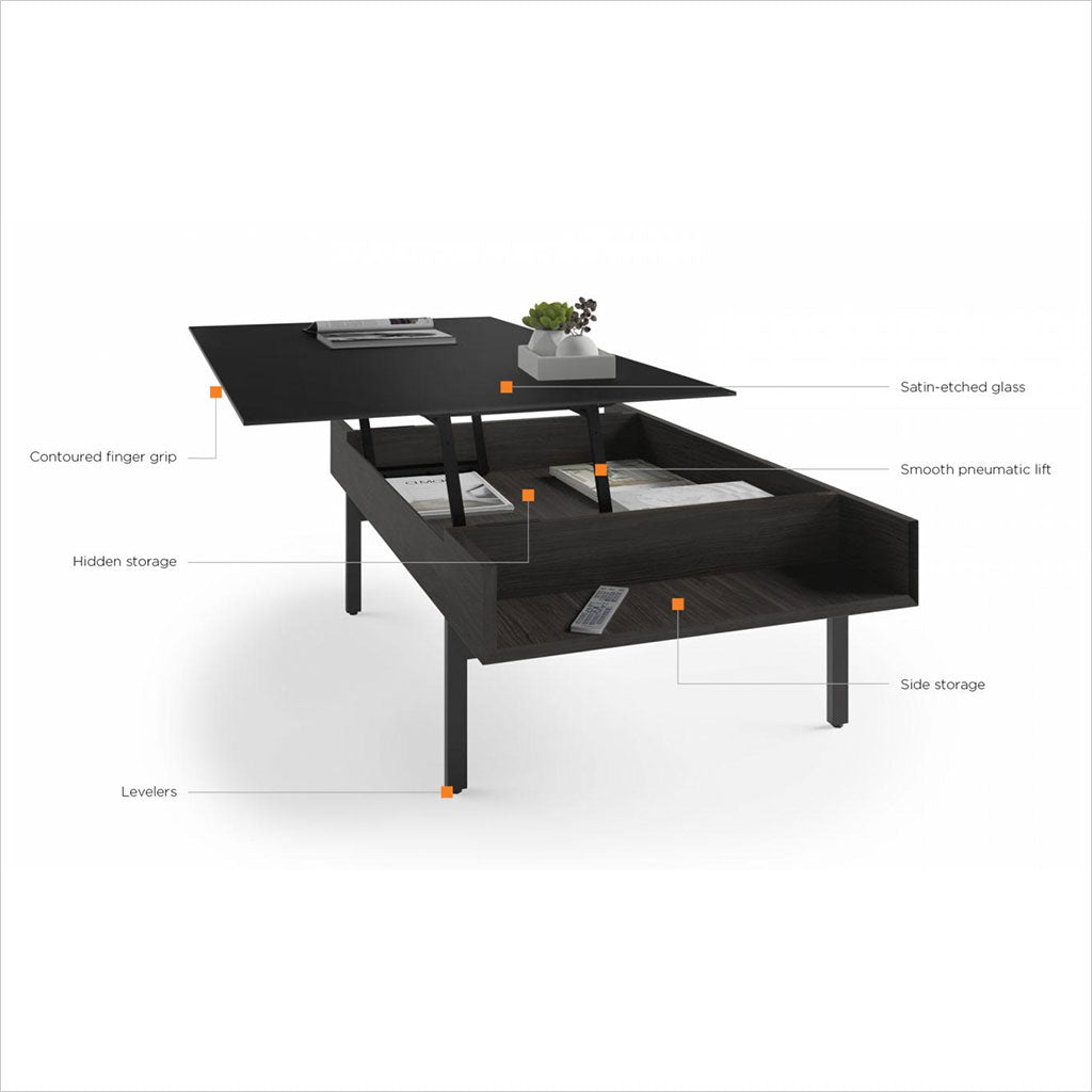 natural walnut coffee table with lift top