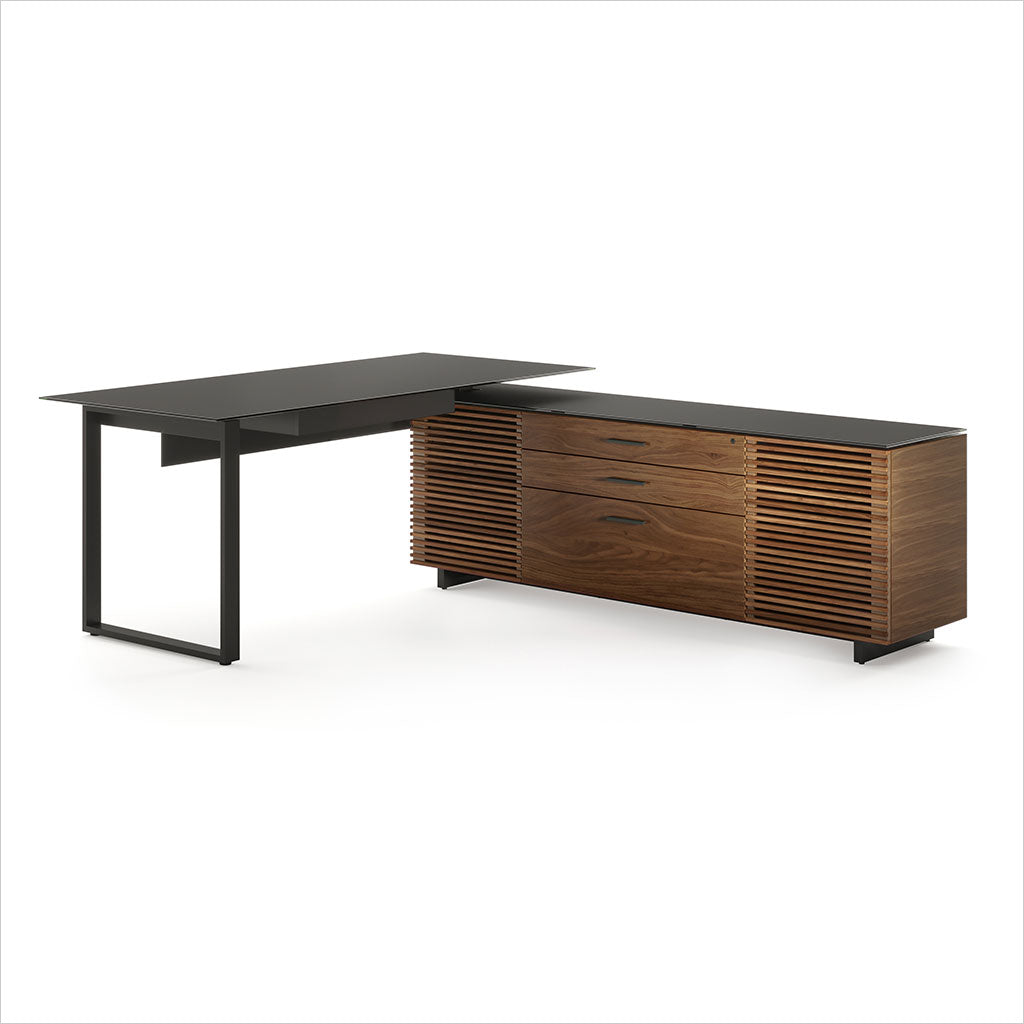 reversible L-shaped desk with storage