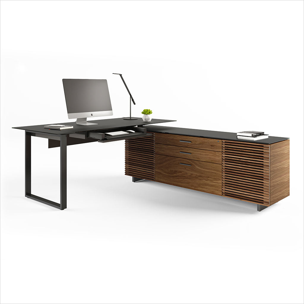 reversible L-shaped desk with storage