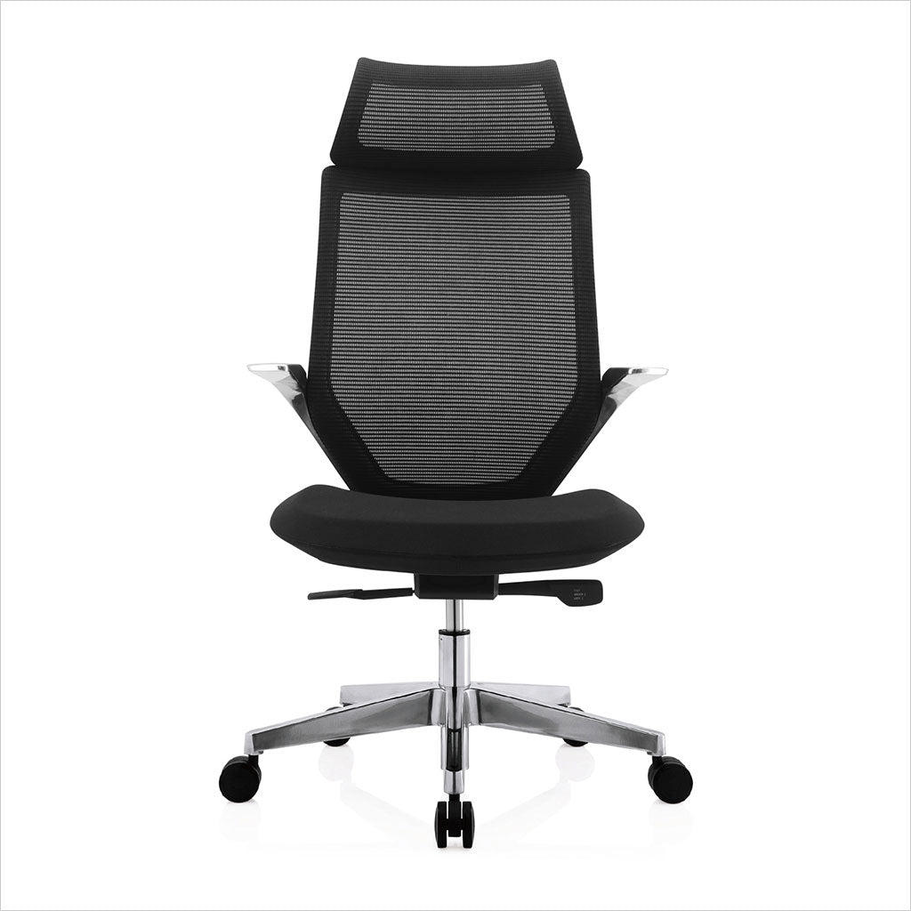 high-back office chair with mesh back