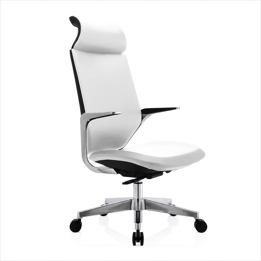 high-back office chair with white eco-pele